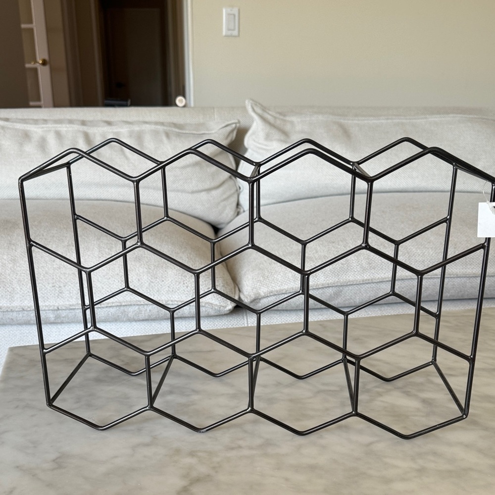 Crate&Barrel Graphite Metal Wine Holder